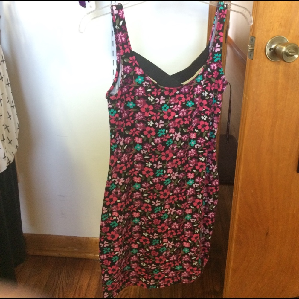 Floral Bodycon Dress with Criss Cross Back