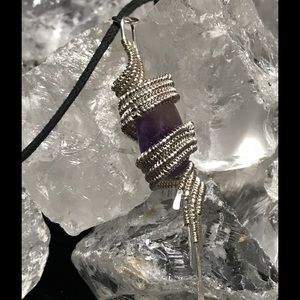 Handmade silver swirl genuine amethyst pendant