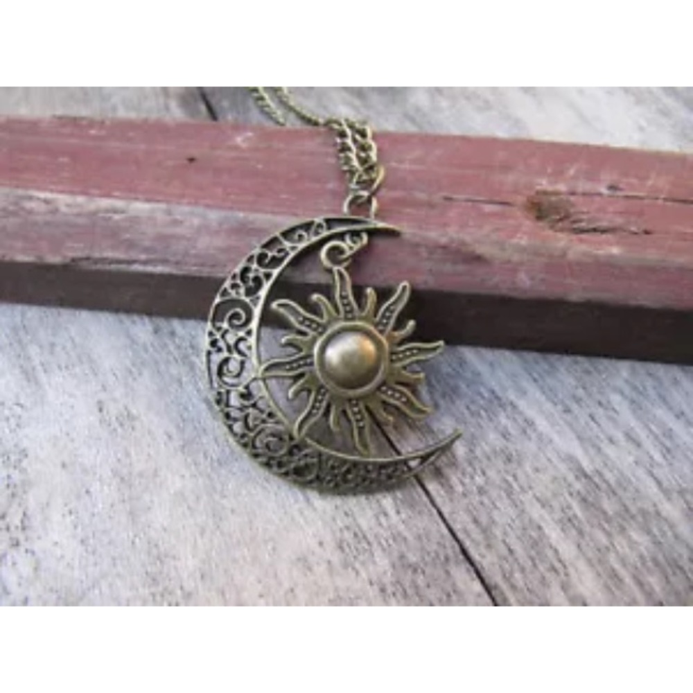 Bronze Toned Sun & Moon Necklace