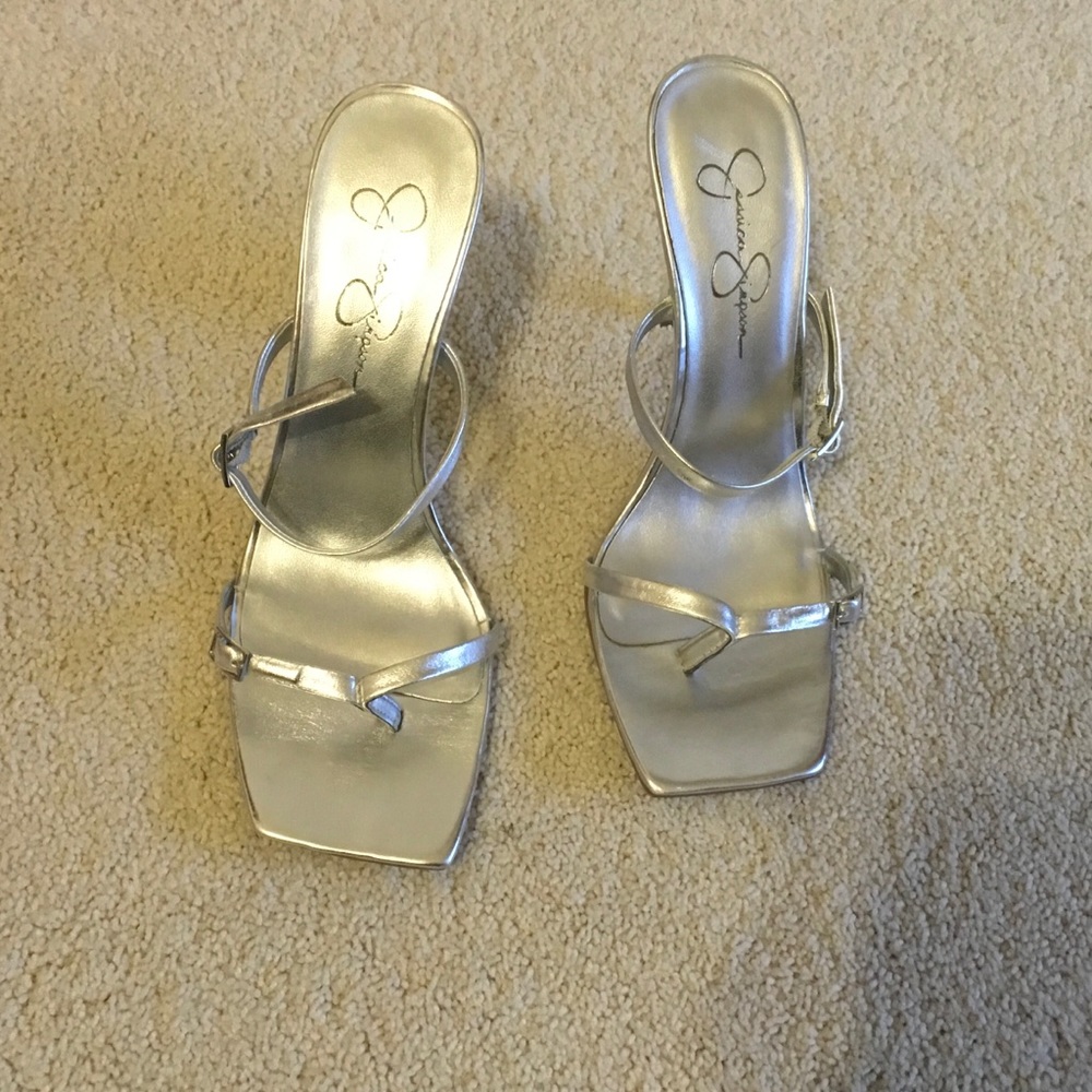 Jessica Simpson silver strap heel
