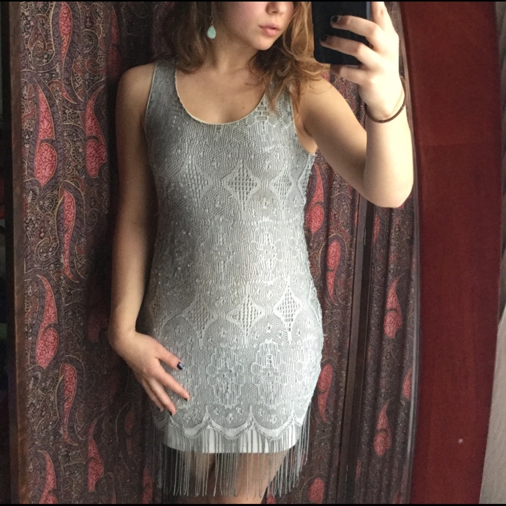 Formal Flapper-esque Gray Mini Dress