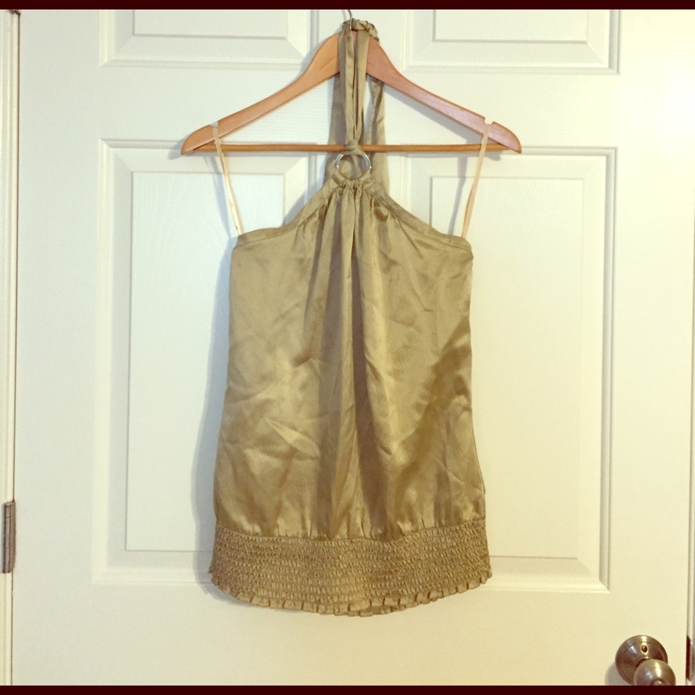 White House Black Market metallic gold halter