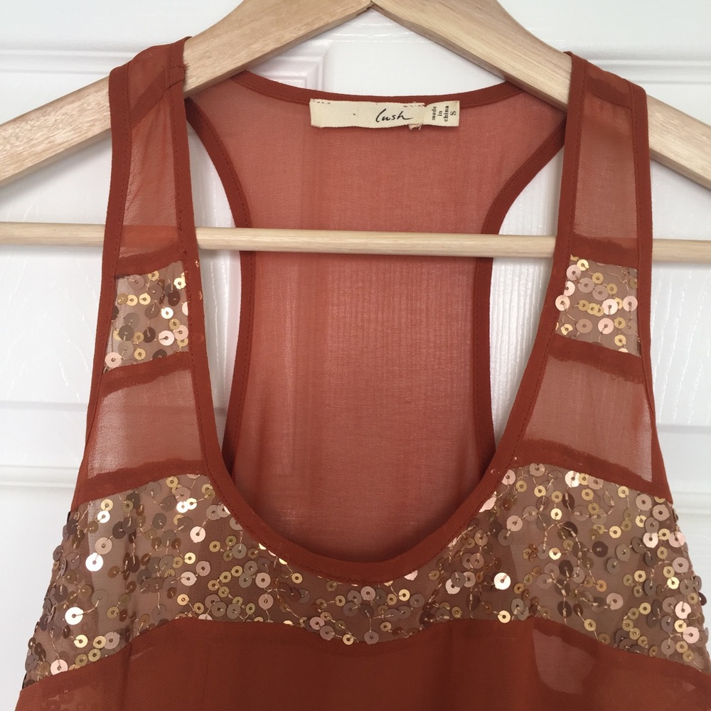 Orange and Gold Sheer Tank - Picture 2 of 4