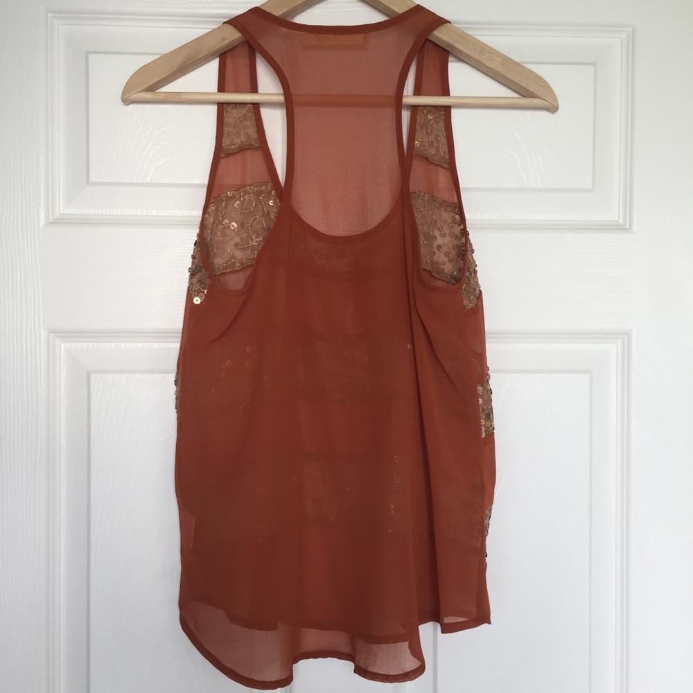 Orange and Gold Sheer Tank - Picture 3 of 4