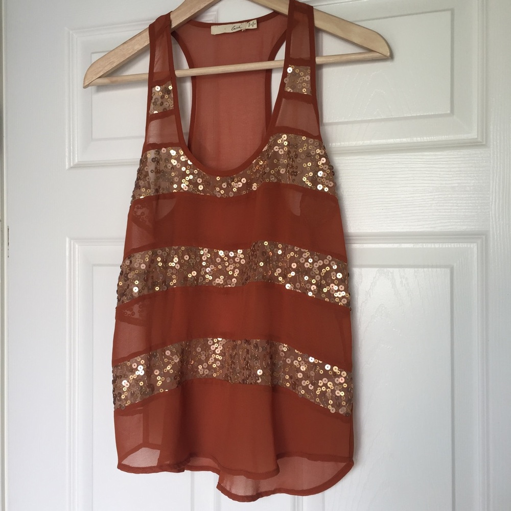 Orange and Gold Sheer Tank - Picture 4 of 4