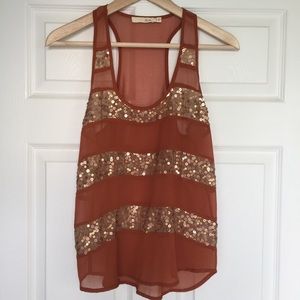 Orange and Gold Sheer Tank