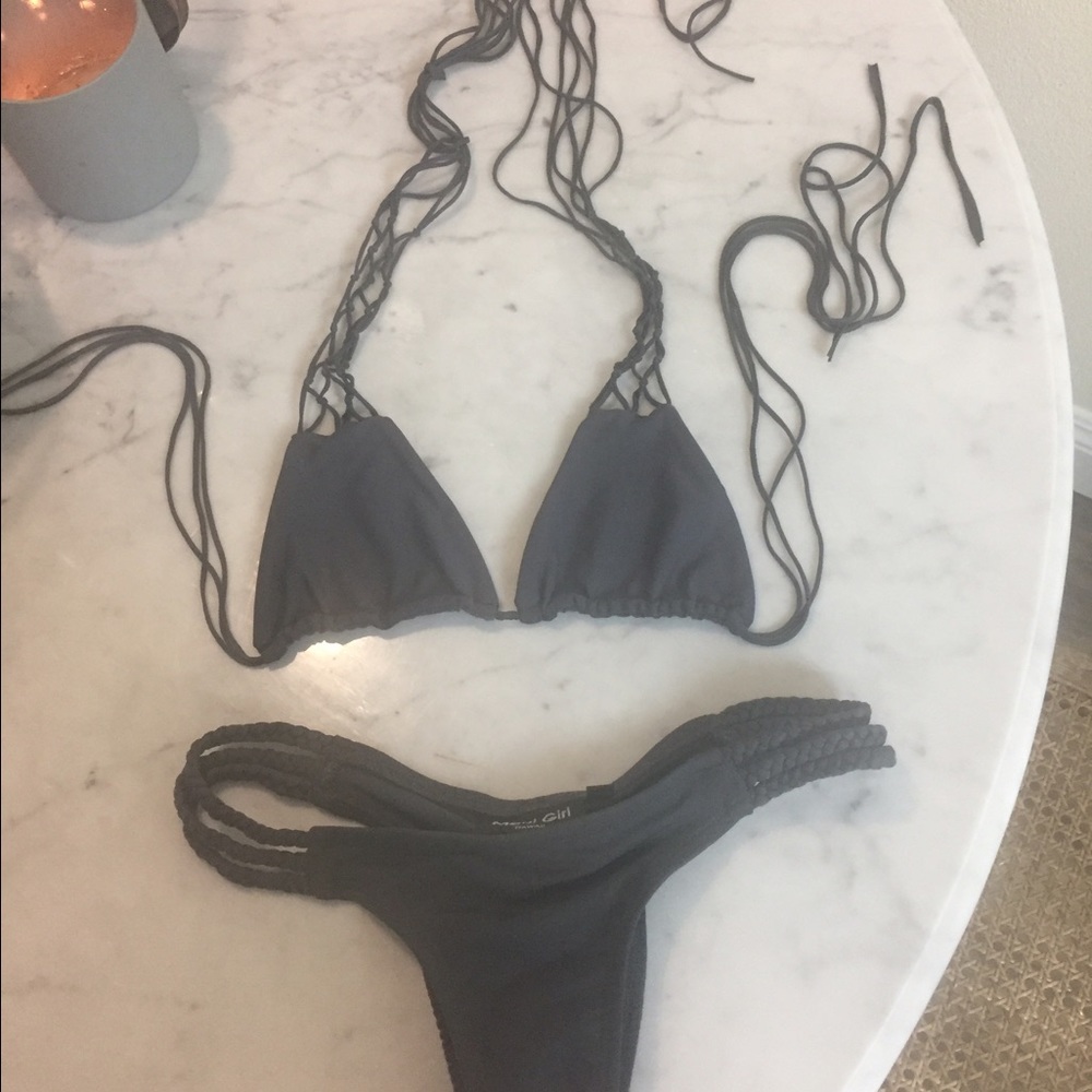 Size Medium Grey Maui Girl Hawaii Swimwear Set