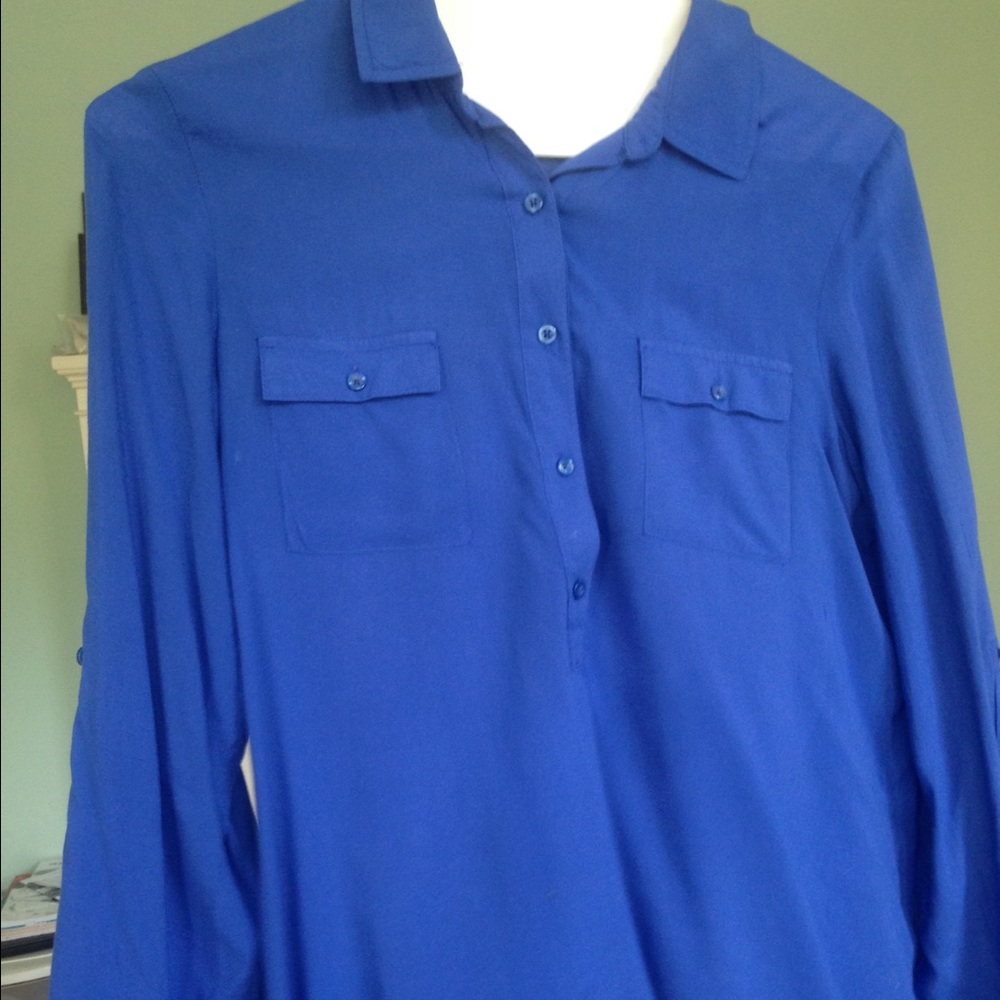 Soft Blue Button Down Blouse