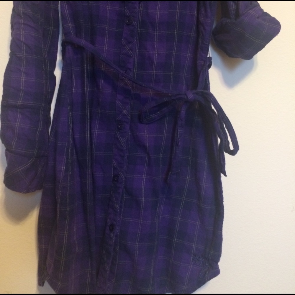 Roxy Flannel Dress in Purple Plaid