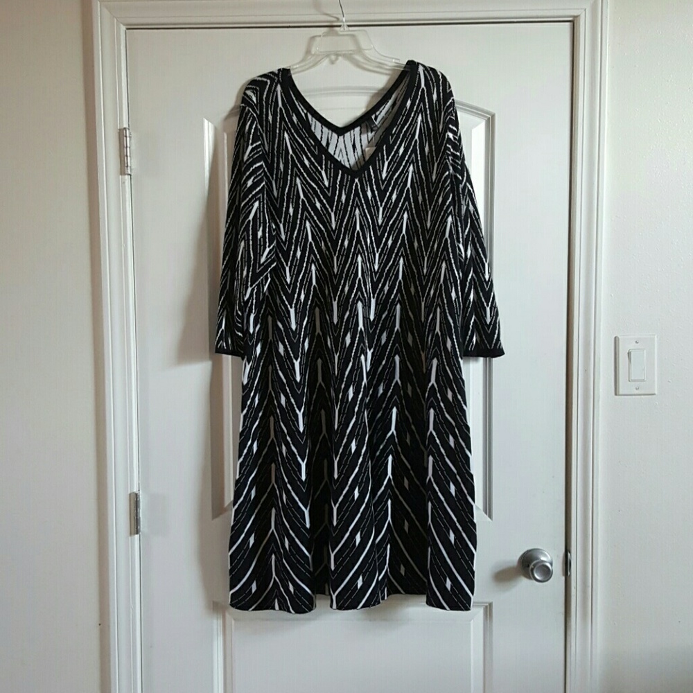 Plus Size Patterned Aline Sweater Dress