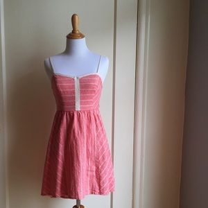 Light Red Striped Linen Summer Dress