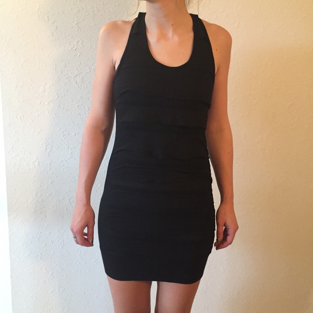 Tight mini black dress