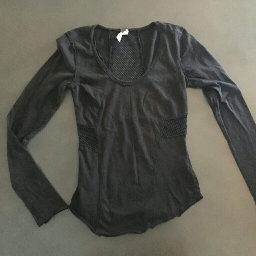 Free People Black LS Top