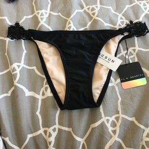 LA Hearts Floral Lace Trim Skimpy Bikini Bottom