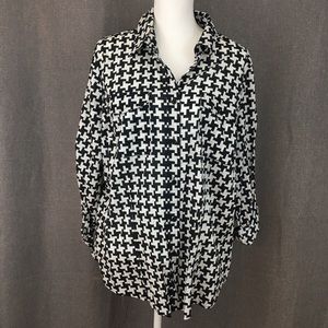 Michael Kors Black White Geometric Button Down
