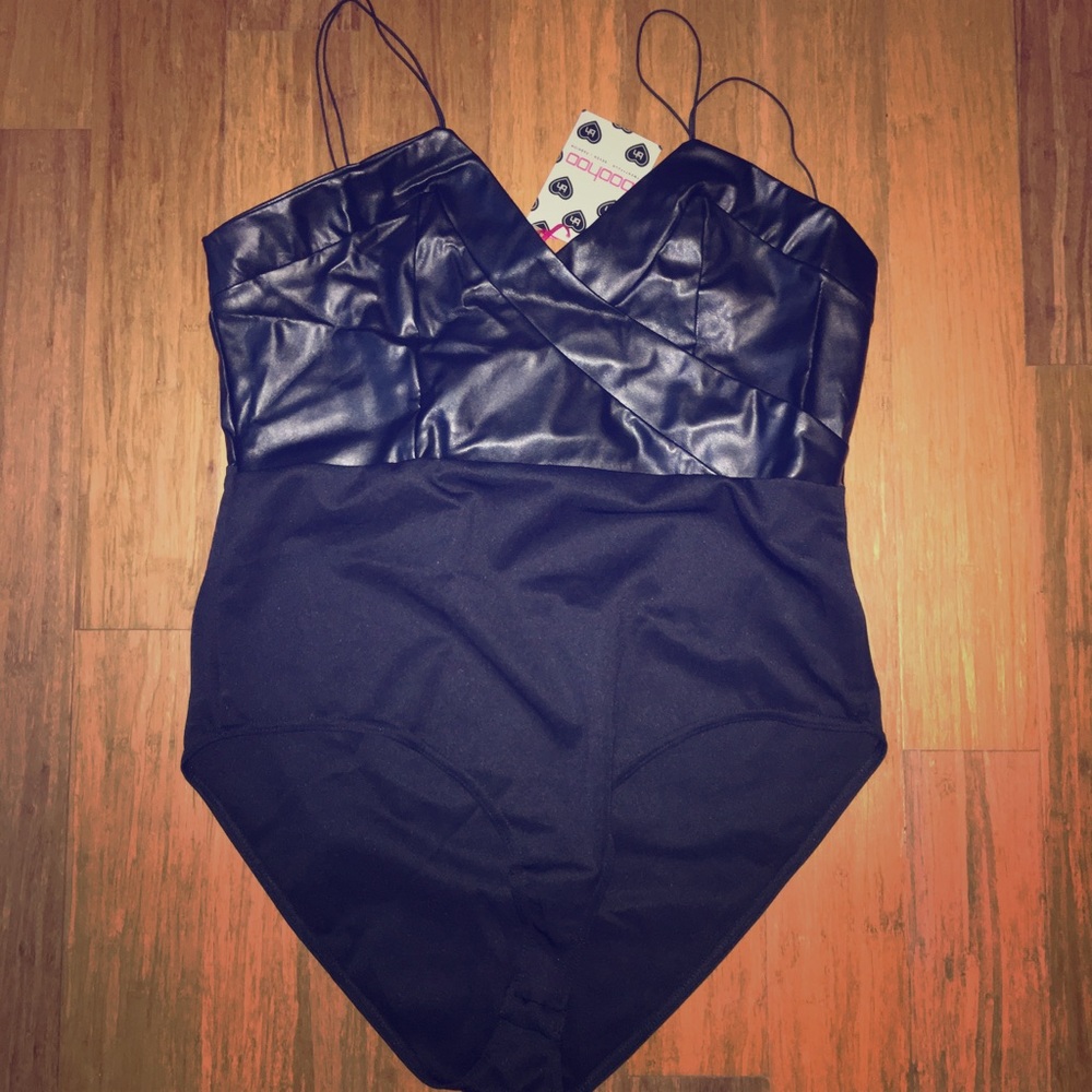 Faux leather bodysuit