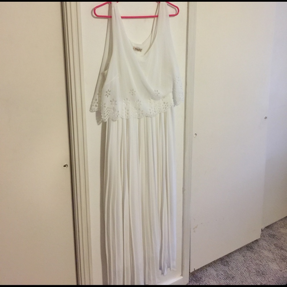 Magic 3X White Maxi Dress With Eyelet Detail