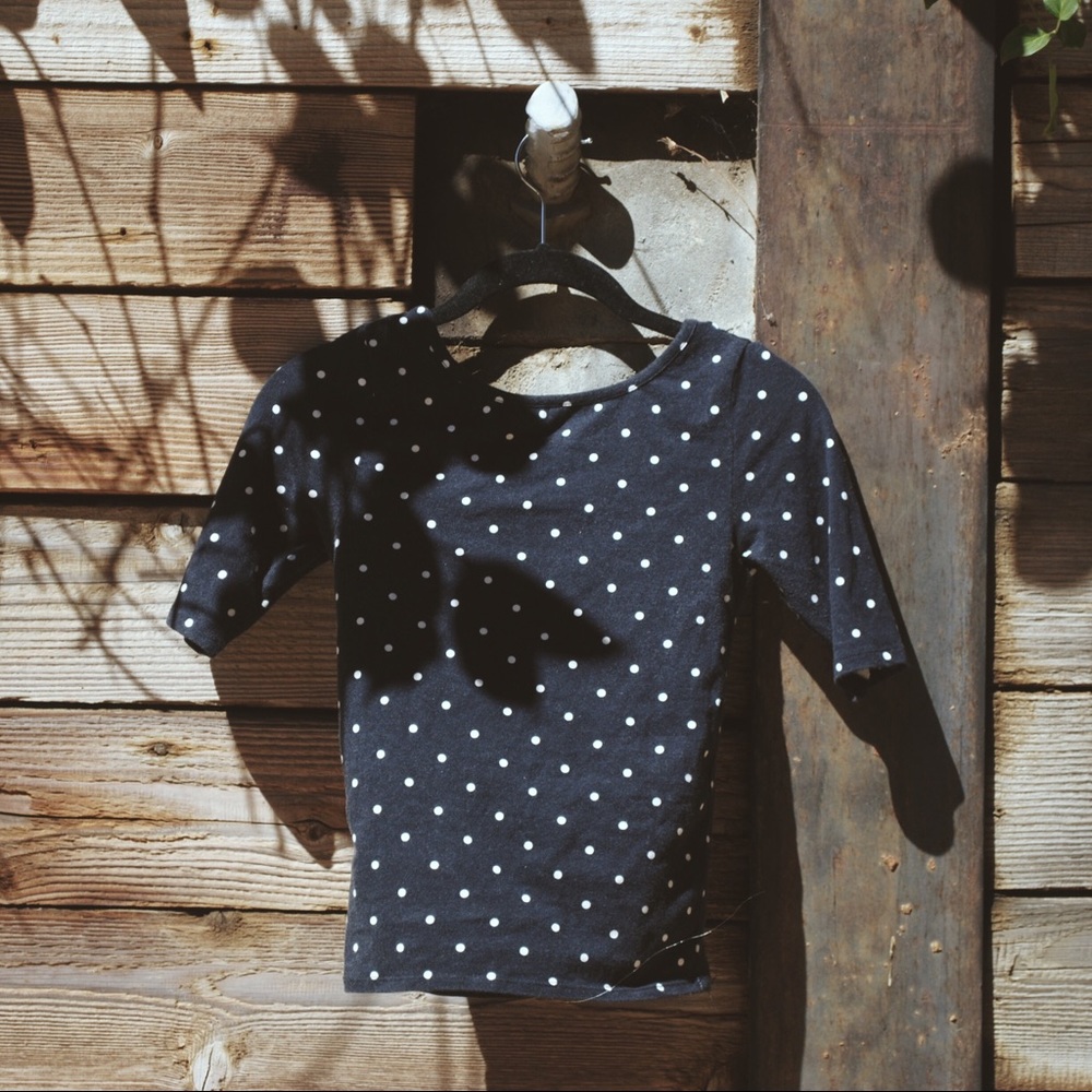 Black and white polka dot top