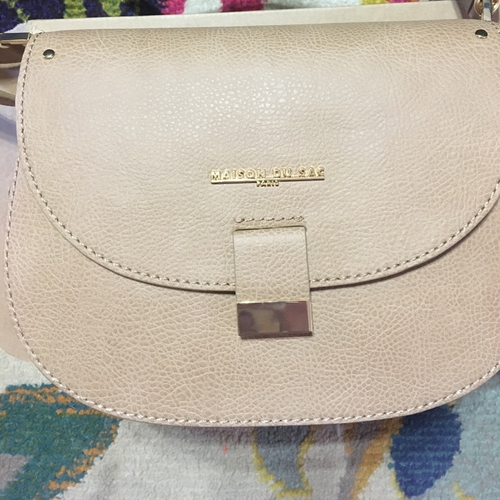 Camel leather saddle shoulder purse
