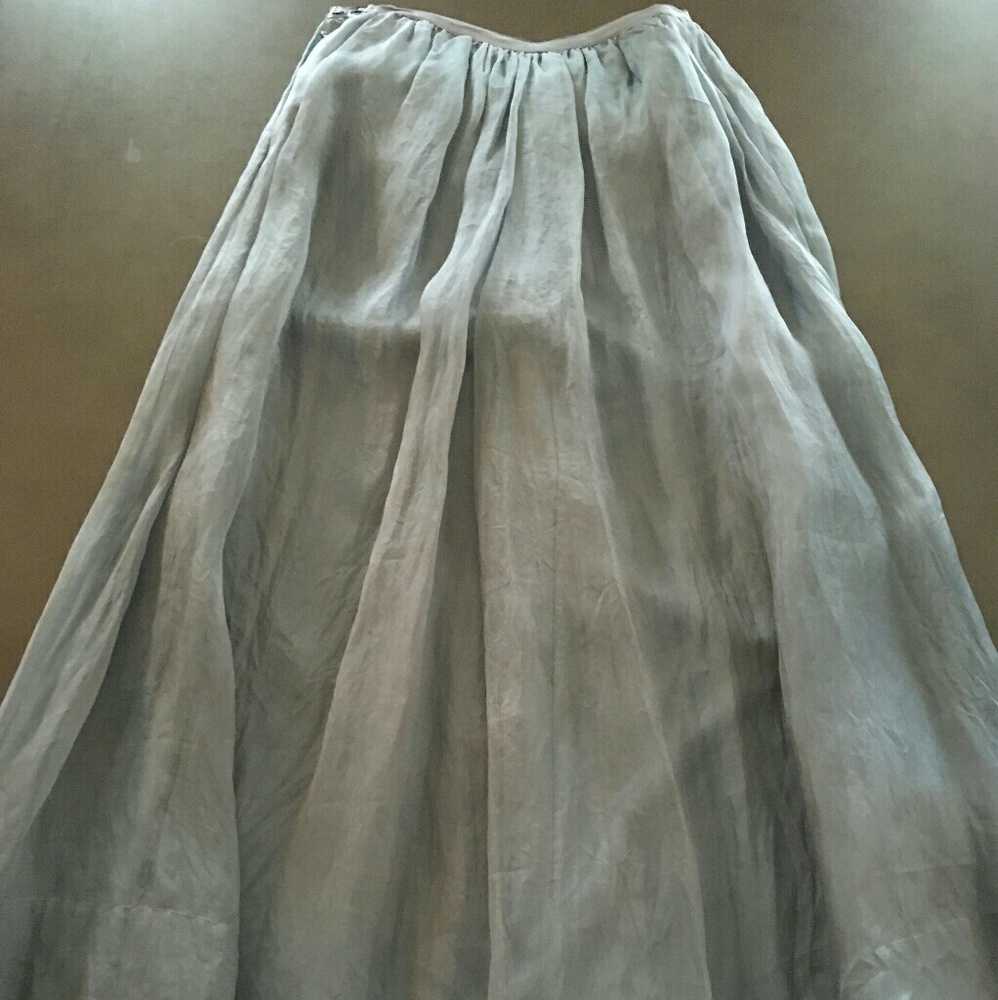 DKNY Light Blue Silk Layered Skirt