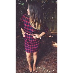 Flannel Belted Shirt Dress