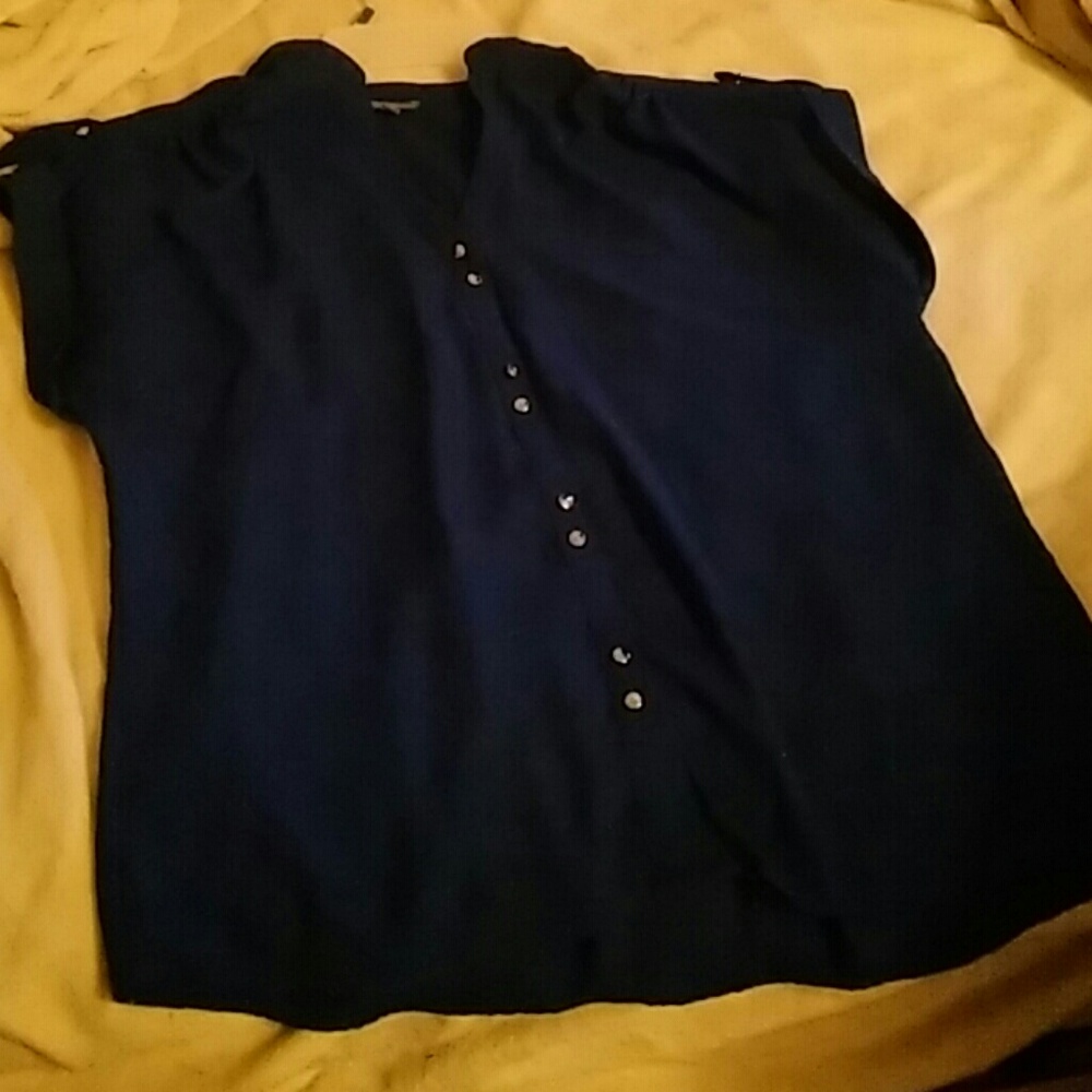 Sheer blue v neck tee shirt