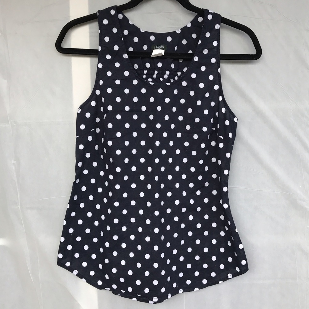 J. Crew navy polka dot tank