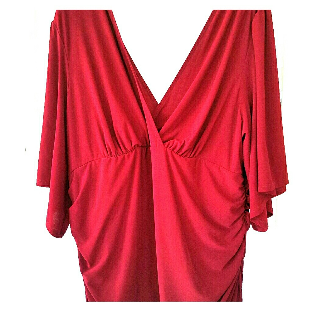Deep red low cut blouse