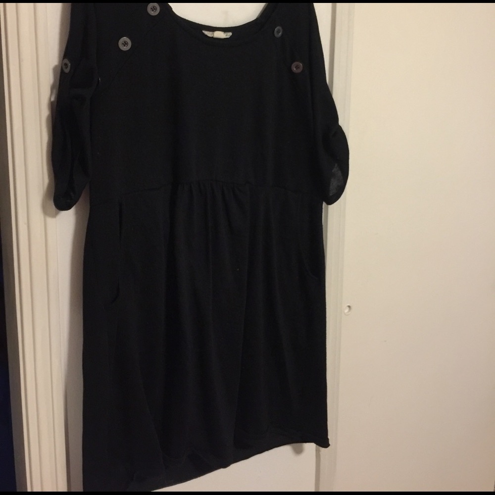 Black Dress with Pockets and Button detail