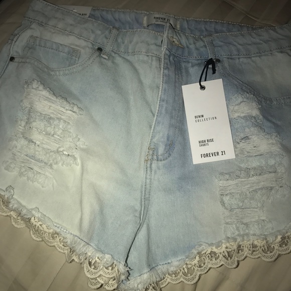Distressed Light Blue High Waisted Shorts - Picture 1 of 1