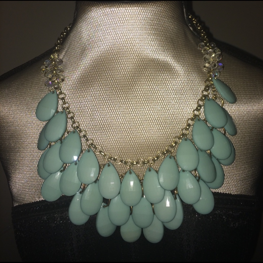 Sea foam green statement necklace.