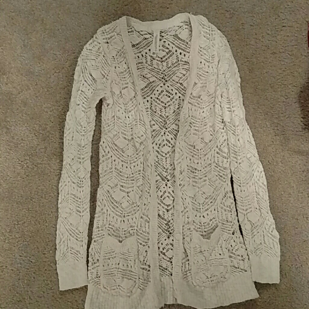 Long white cardigan