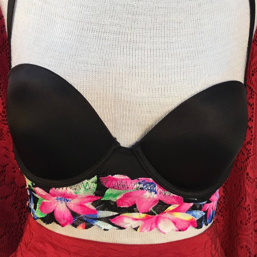 Victoria's Secret PINK Bustier Bra 34C Floral band