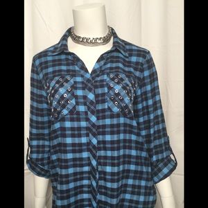 NWT Michael Kors Heritage Blue Flannel Shirt