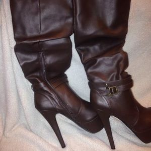 Brown knee high boots