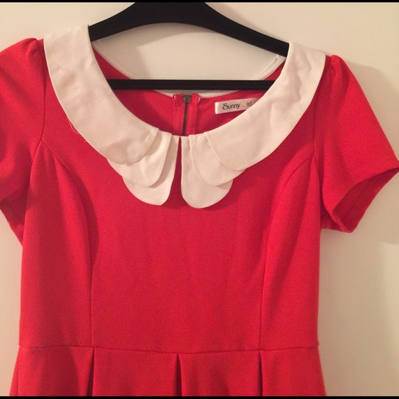 SUNNY GIRL Cherry Red Collared Dress for ModCloth - Picture 2 of 4