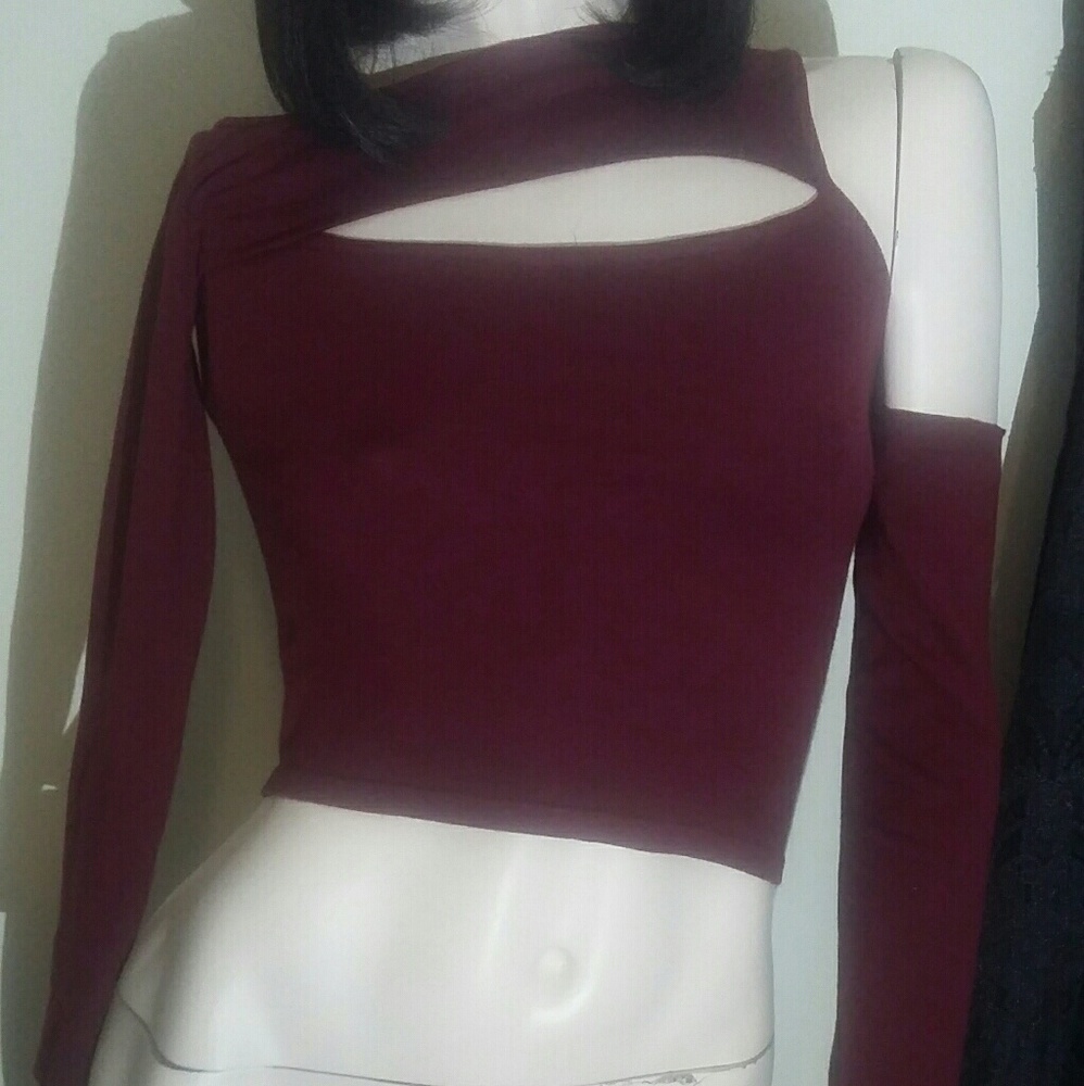 Runway Burgundy Wine Cyber Industrial Gothic Top