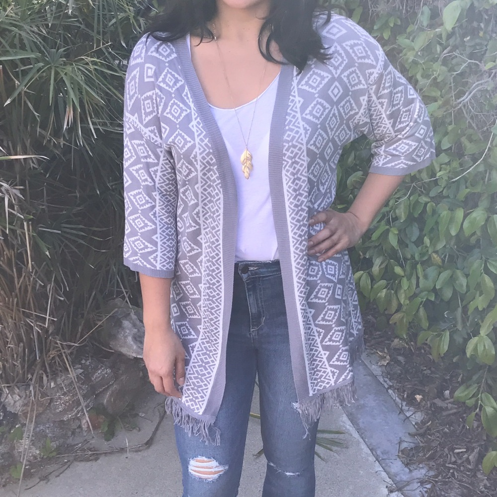 Taupe boho kimono