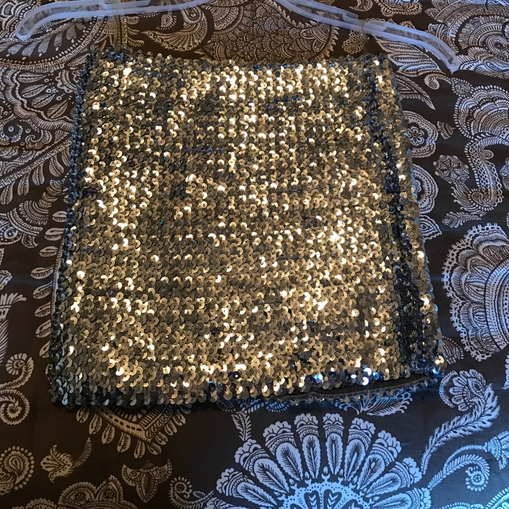 Nwt silver sequin tube top