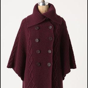 Anthropologie plum knit cape