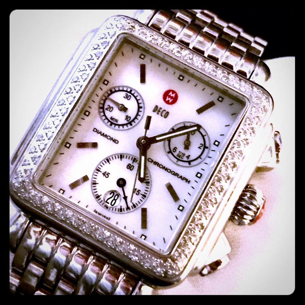 Michele 'Deco' Diamond Chronograph Watch