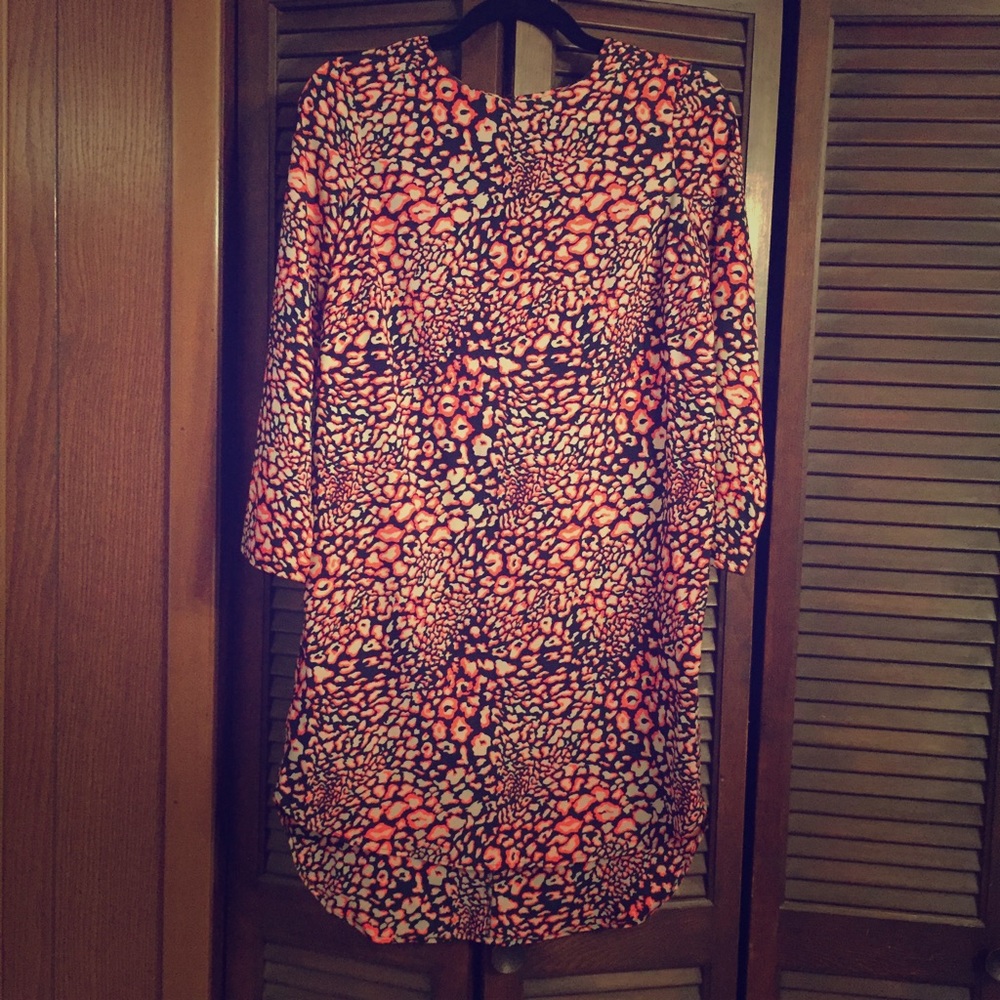 Top Shop Mod Long Sleeve Print Dress