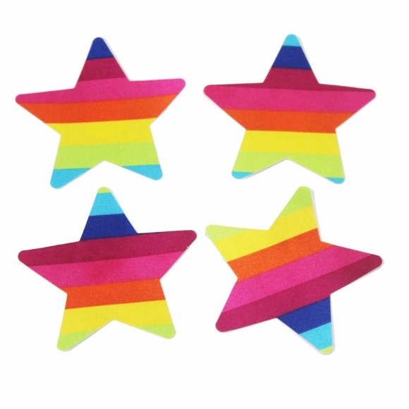 Rainbow Heart + Stars Nipple Sticker Covers Petals - Picture 2 of 4