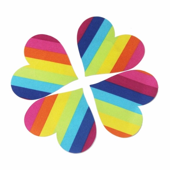 Rainbow Heart + Stars Nipple Sticker Covers Petals - Picture 3 of 4