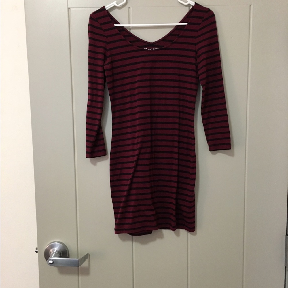 Striped bodycon dress with V back