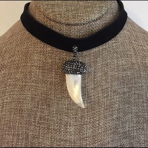 Black suede choker with tooth!
