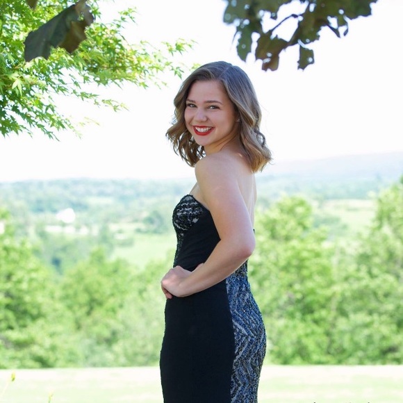 Faviana Black Sequin Prom Dress - Picture 2 of 3