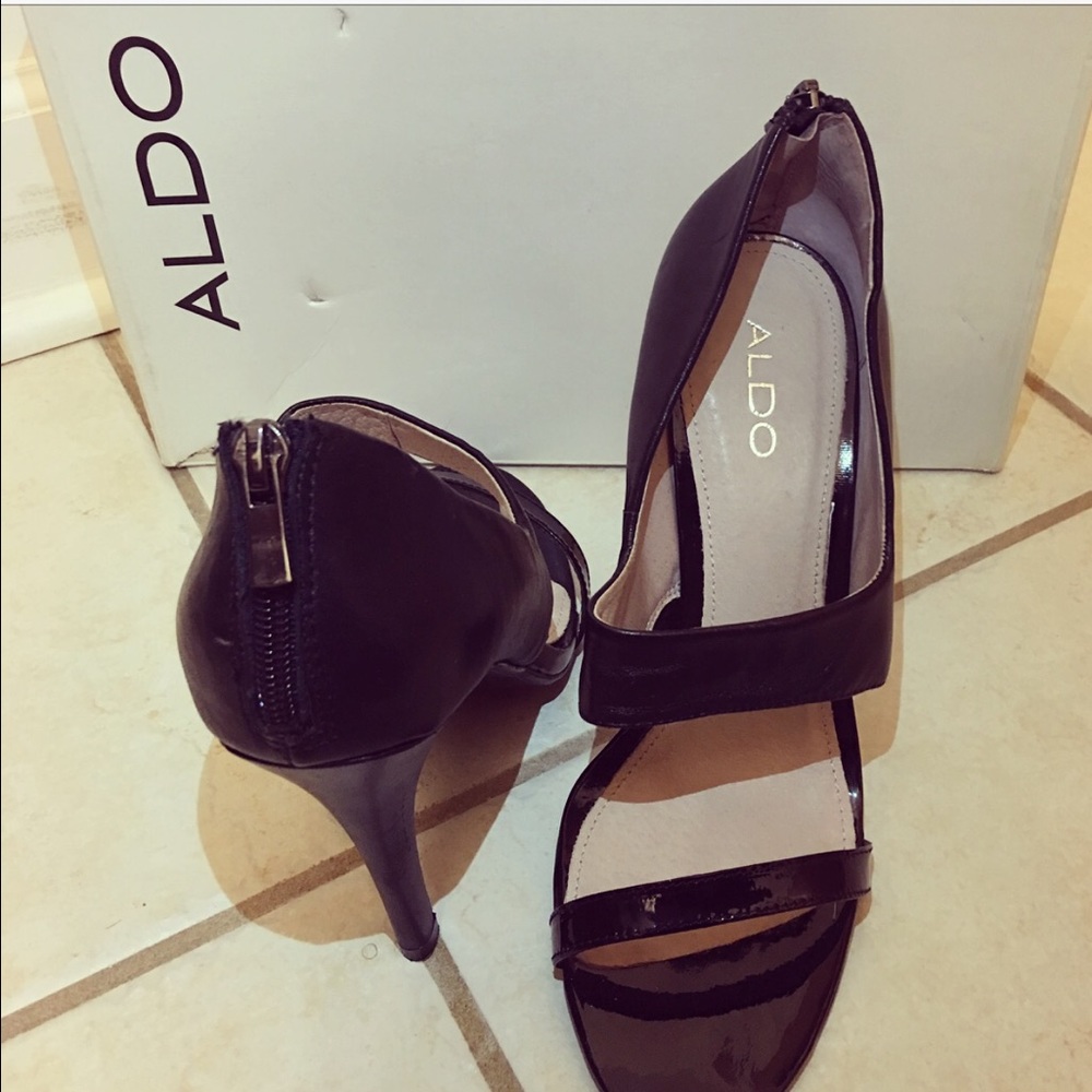 ALDO BLACK HEELS SOFT LEATHER 39
