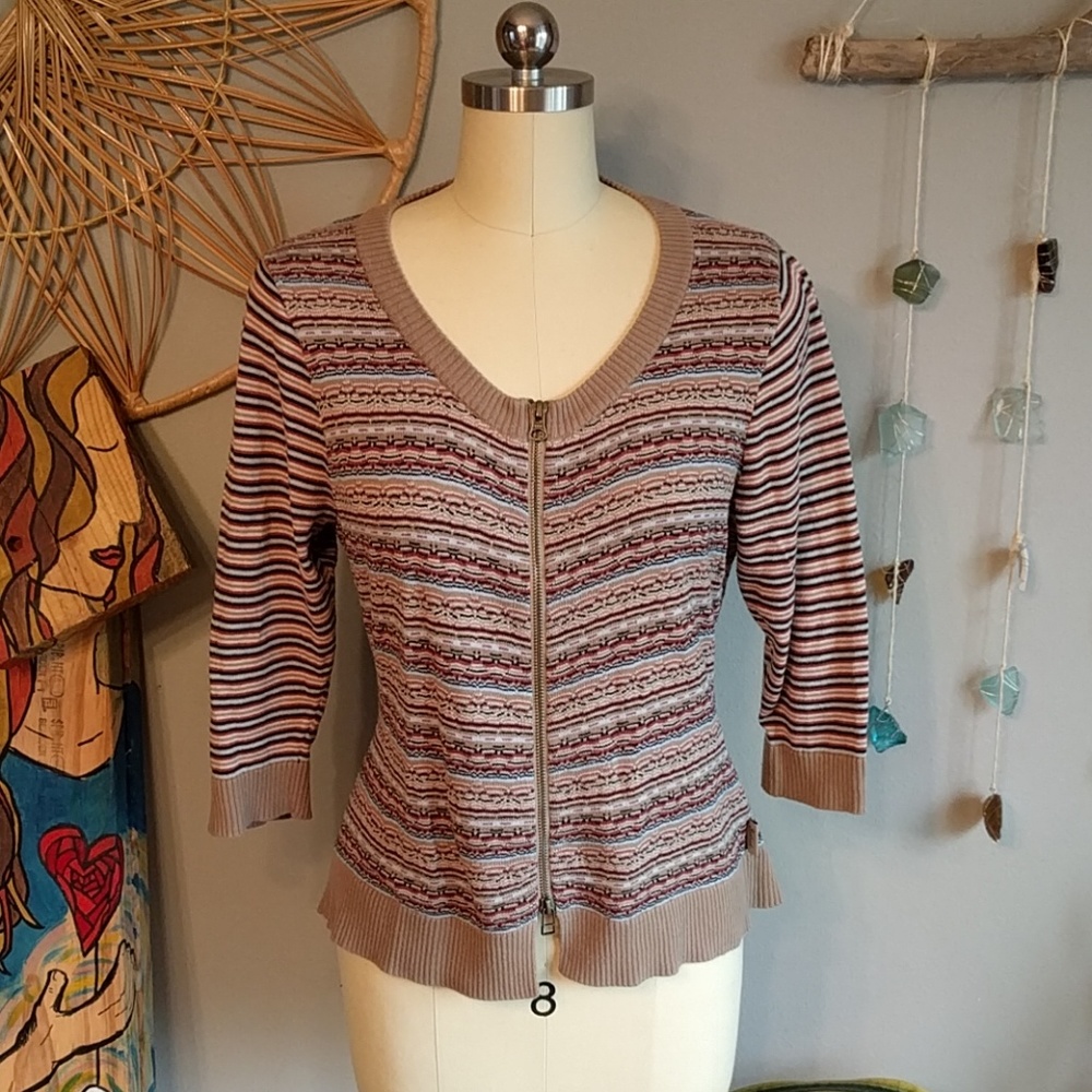 SALE: Woolrich Cotton Striped Zipper Cardigan
