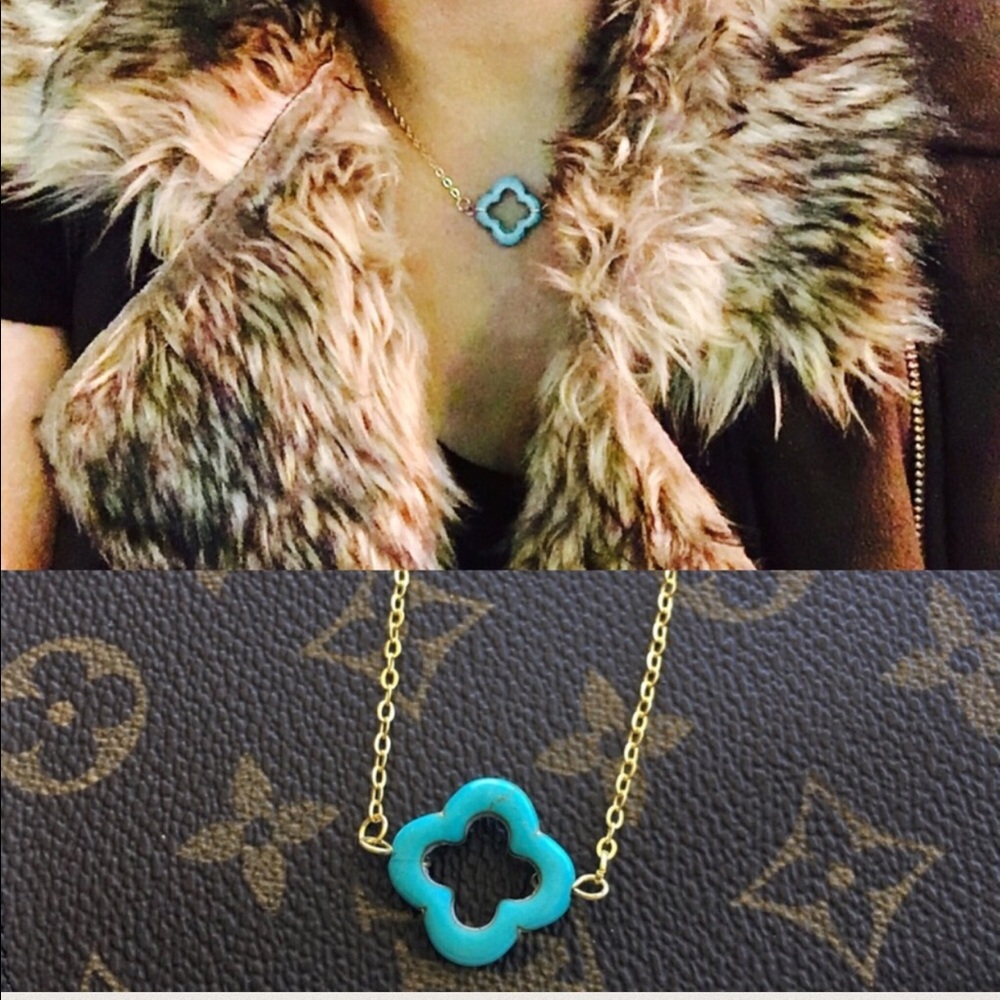 Turquoise Clover choker necklace - Picture 2 of 4